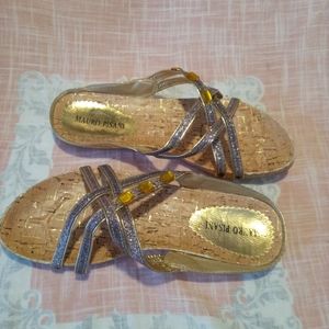 Sandals goldglitter slip on strap